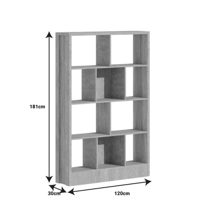 DIVIDRE ΒΙΒΛΙΟΘΗΚΗ SONOMA OAK ΜΕΛΑΜΙΝΗΣ 120X30X181ΕΚ