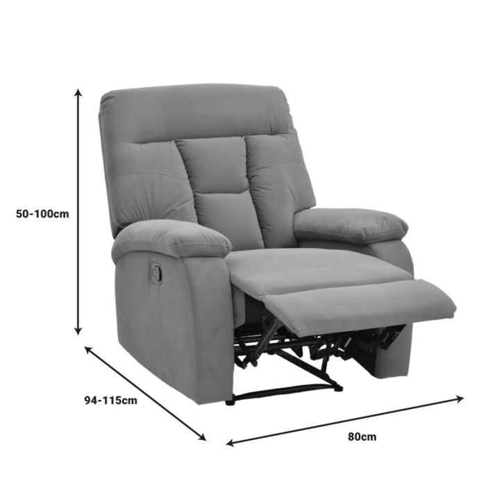 TERPSI ΠΟΛΥΘΡΟΝΑ RELAX ΜΕ ΜΗΧΑΝΙΣΜΟ MASSAGE ΓΚΡΙ ΒΕΛΟΥΔΟ 80X94X100ΕΚ