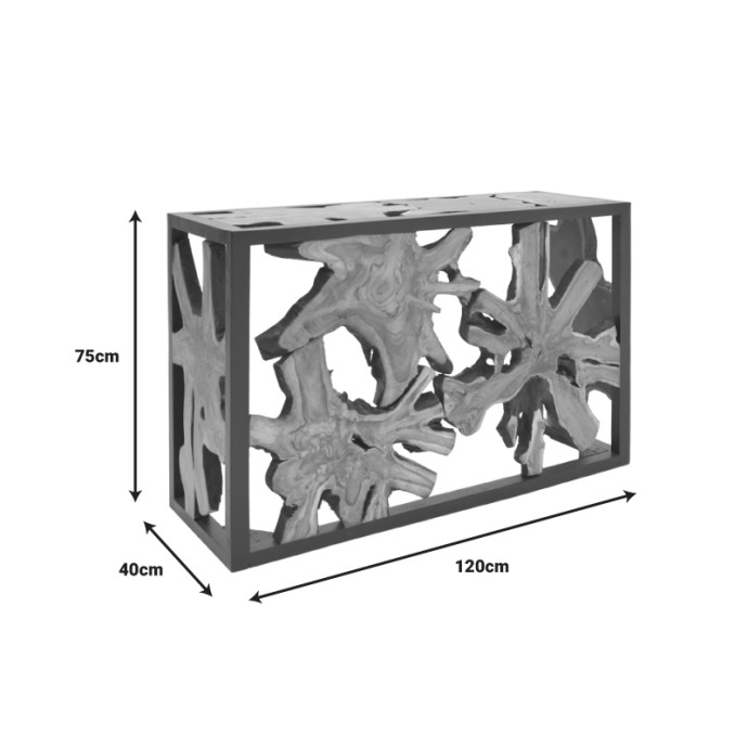 DONIS ΚΟΝΣΟΛΑ ΦΥΣΙΚΟ-ΜΑΥΡΟ ΜΑΣΙΦ ΞΥΛΟ TEAK 120X40X75ΕΚ