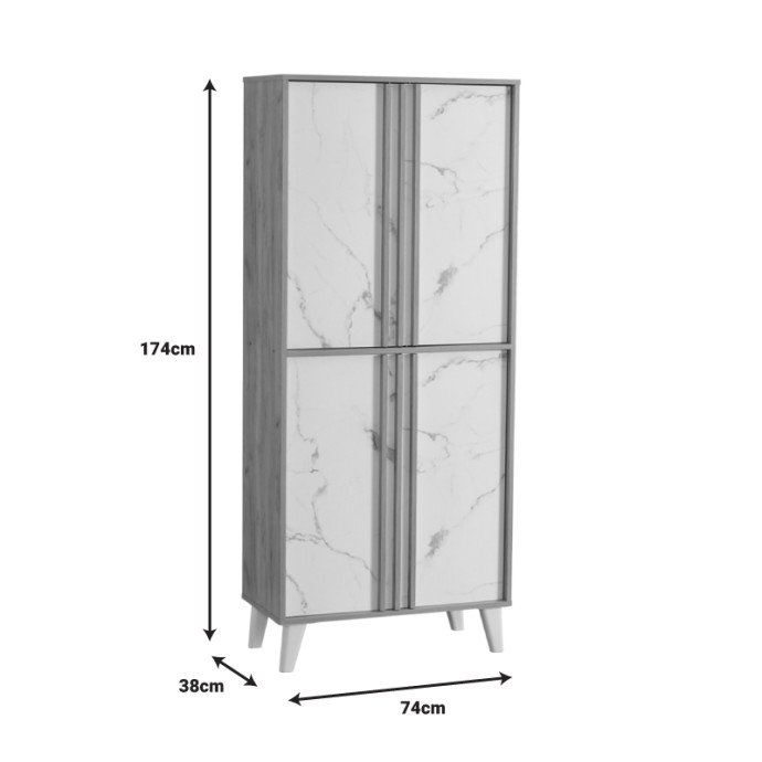 YAMKA ΠΑΠΟΥΤΣΟΘΗΚΗ-ΝΤΟΥΛΑΠΙ 74X38X174ΕΚ ΜΕΛΑΜΙΝΗ OAK-ΜΑΡΜΑΡΟ 