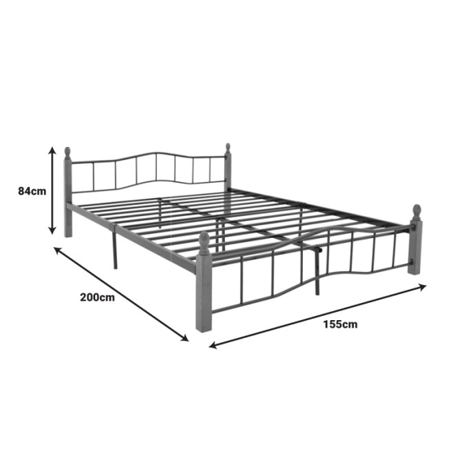 FARYN ΚΡΕΒΑΤΙ ΔΙΠΛΟ 150X200ΕΚ ΚΑΡΥΔΙ RUBBERWOOD-ΜΑΥΡΟ ΜΕΤΑΛΛΟ 