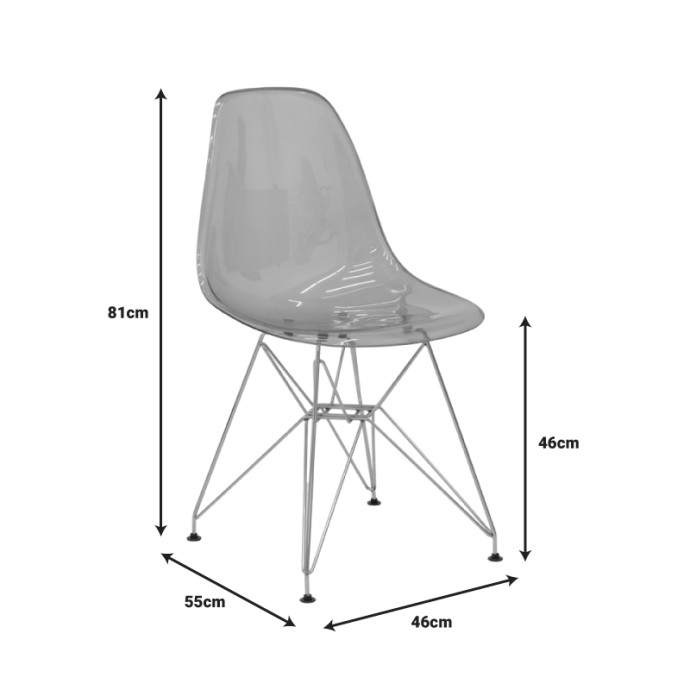 ADELLE ΚΑΡΕΚΛΑ PP ΔΙΑΦΑΝΟ ΓΚΡΙ-INOX ΠΟΔΙ 46X55X81ΕΚ