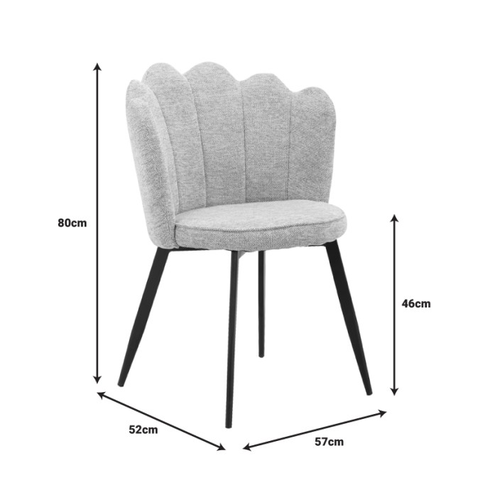 ROSALIA ΚΑΡΕΚΛΑ 57X52X80ΕΚ ΓΚΡΙ ΥΦΑΣΜΑ-ΠΟΔΙ ΜΑΥΡΟ ΜΕΤΑΛΛΟ 