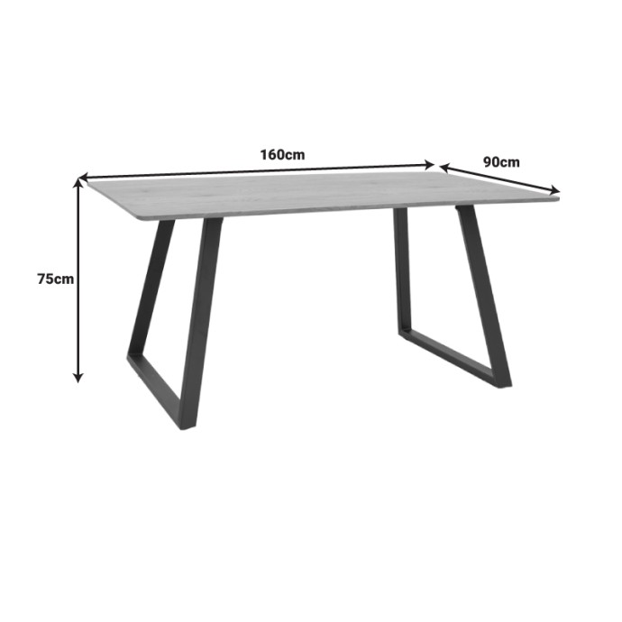 WINOR ΤΡΑΠΕΖΙ 160X90X75ΕΚ ΦΥΣΙΚΟ MDF-ΠΟΔΙ ΜΑΥΡΟ ΜΕΤΑΛΛΙΚΟ 