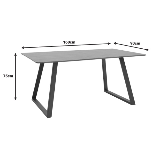 WINOR ΤΡΑΠΕΖΙ 160X90X75ΕΚ ΚΑΡΥΔΙ MDF-ΠΟΔΙ ΜΑΥΡΟ ΜΕΤΑΛΛΙΚΟ 