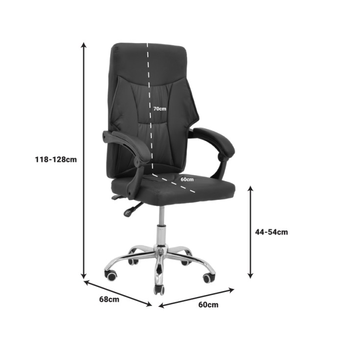 GLORIN ΚΑΡΕΚΛΑ ΓΡΑΦΕΙΟΥ ΔΙΕΥΘΥΝΤΗ 60X68X128ΕΚ ΜΑΥΡΟ PU 