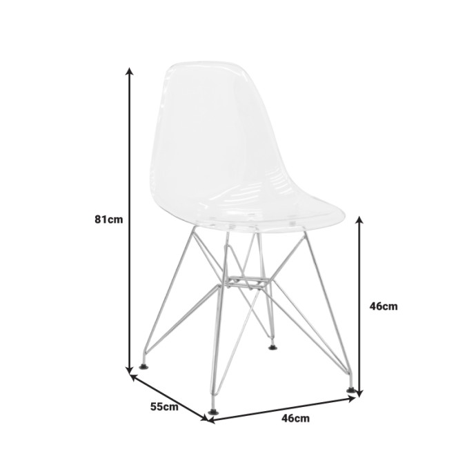 ADELLE ΚΑΡΕΚΛΑ PP ΔΙΑΦΑΝΟ-INOX ΠΟΔΙ 46X55X81ΕΚ