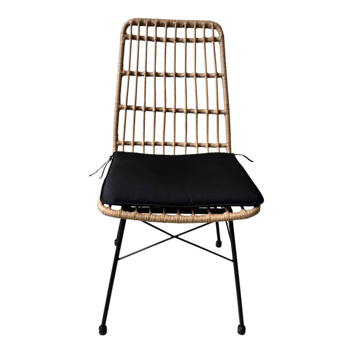 NAOKI ΚΑΡΕΚΛΑ 45X60X83ΕΚ RATTAN ΣΕ ΦΥΣΙΚΗ ΑΠΟΧΡΩΣΗ ΜΕ ΜΑΥΡΟ ΜΑΞΙΛΑΡΙ ΚΑΙ ΜΕΤΑΛΛΙΚΟ ΜΑΥΡΟ ΠΟΔΙ 