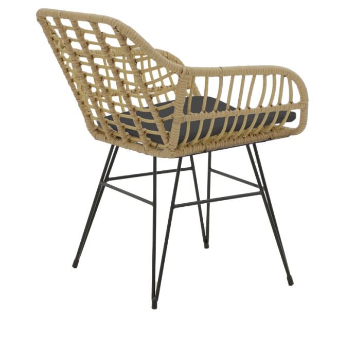 NAOKI ΠΟΛΥΘΡΟΝΑ 58X64X81ΕΚ RATTAN ΣΕ ΦΥΣΙΚΗ ΑΠΟΧΡΩΣΗ ΜΕ ΜΑΥΡΟ ΜΑΞΙΛΑΡΙ ΚΑΙ ΜΕΤΑΛΛΙΚΟ ΜΑΥΡΟ ΠΟΔΙ 