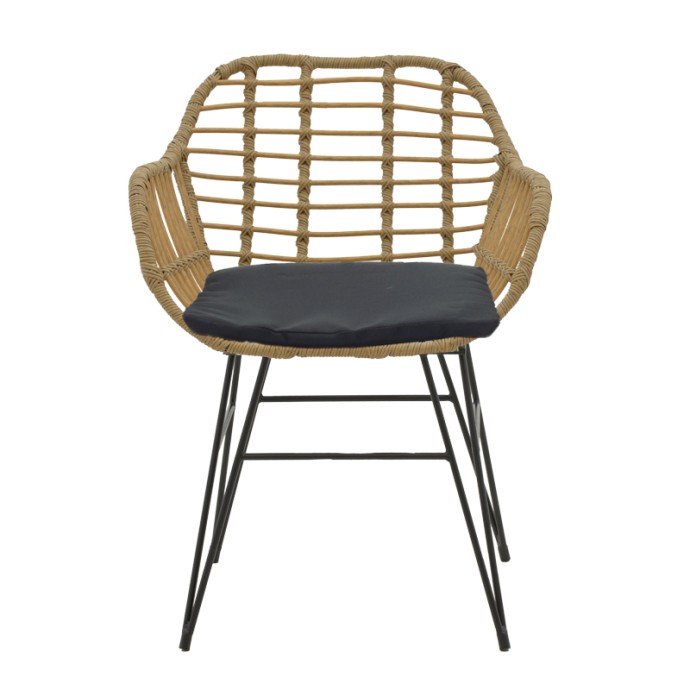 NAOKI ΠΟΛΥΘΡΟΝΑ 58X64X81ΕΚ RATTAN ΣΕ ΦΥΣΙΚΗ ΑΠΟΧΡΩΣΗ ΜΕ ΜΑΥΡΟ ΜΑΞΙΛΑΡΙ ΚΑΙ ΜΕΤΑΛΛΙΚΟ ΜΑΥΡΟ ΠΟΔΙ 