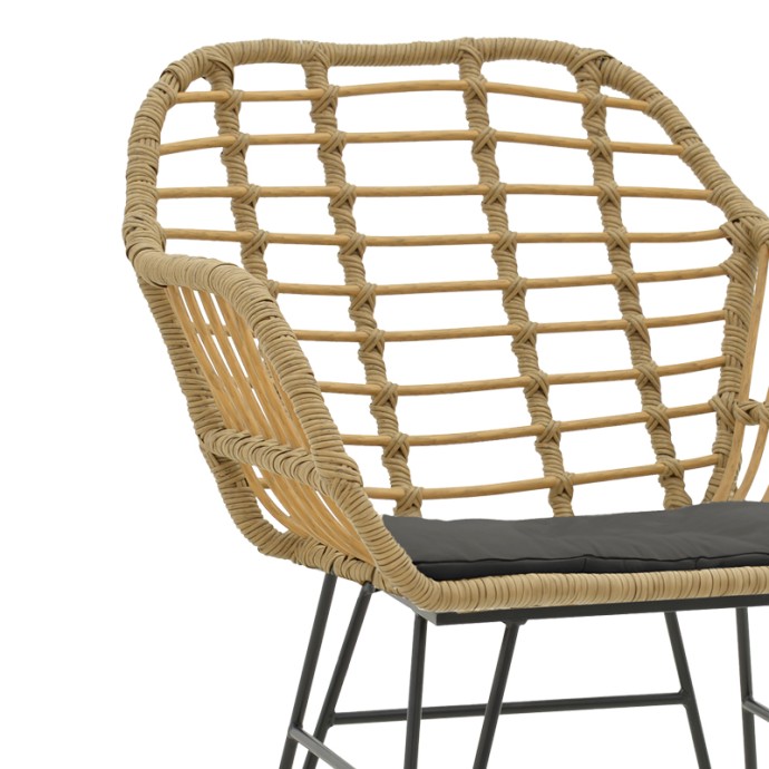 NAOKI Χ ΤΡΑΠΕΖΑΡΙΑ ΣΕΤ 5ΤΕΜ RATTAN PE ΣΕ ΦΥΣΙΚΗ ΑΠΟΧΡΩΣΗ ΚΑΙ ΜΑΥΡΟ ΜΕΤΑΛΛΟ 160X90X78ΕΚ