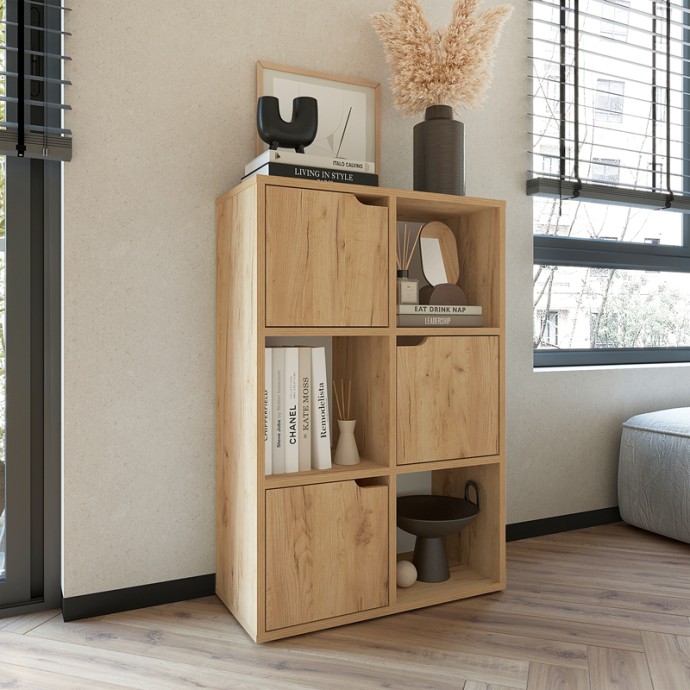 BOOKEL ΒΙΒΛΙΟΘΗΚΗ ΜΕΛΑΜΙΝΗΣ ΣΕ OAK ΑΠΟΧΡΩΣΗ 59.5X27.5X89ΕΚ