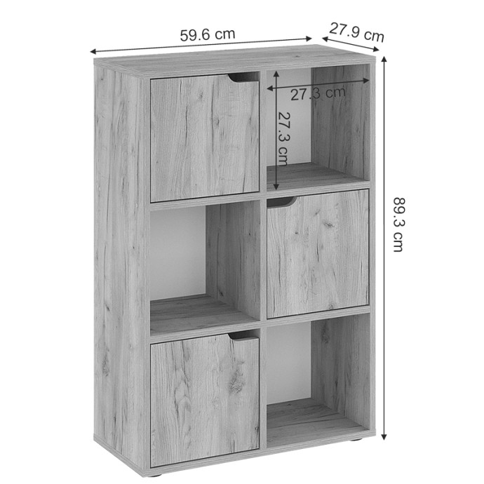 BOOKEL ΒΙΒΛΙΟΘΗΚΗ ΜΕΛΑΜΙΝΗΣ ΣΕ OAK ΑΠΟΧΡΩΣΗ 59.5X27.5X89ΕΚ