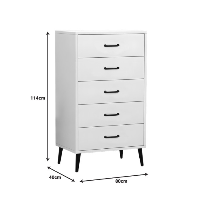 ADRENILE ΣΥΡΤΑΡΙΕΡΑ 80X40X114ΕΚ MDF ΣΕ ΛΕΥΚΗ ΑΠΟΧΡΩΣΗ ΚΑΙ ΜΑΥΡΟ ΜΕΤΑΛΛΙΚΟ ΠΟΔΙ 