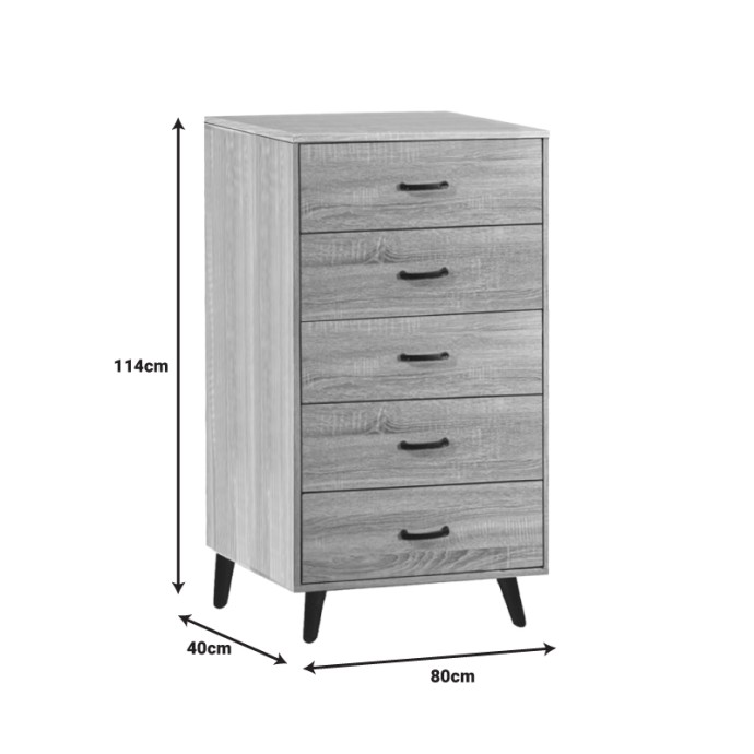 ADRENILE ΣΥΡΤΑΡΙΕΡΑ 80X40X114ΕΚ MDF ΣΕ ΦΥΣΙΚΗ ΑΠΟΧΡΩΣΗ ΚΑΙ ΜΑΥΡΟ ΜΕΤΑΛΛΙΚΟ ΠΟΔΙ 