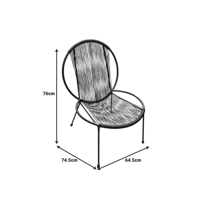 DAPPER ΚΑΡΕΚΛΑ ΚΗΠΟΥ 64.5X74.5X76ΕΚ ΜΑΥΡΟ ΜΕΤΑΛΛΟ-PE ΜΑΥΡΟ 