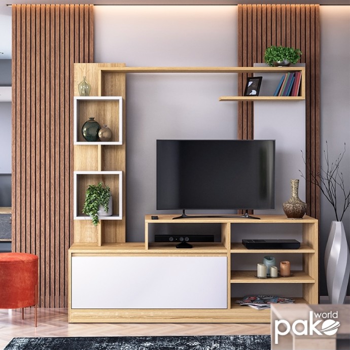 AIDEN ΣΥΝΘΕΤΟ ΣΑΛΟΝΙΟΥ 150X38.5X160ΕΚ SONOMA-ΛΕΥΚΟ 