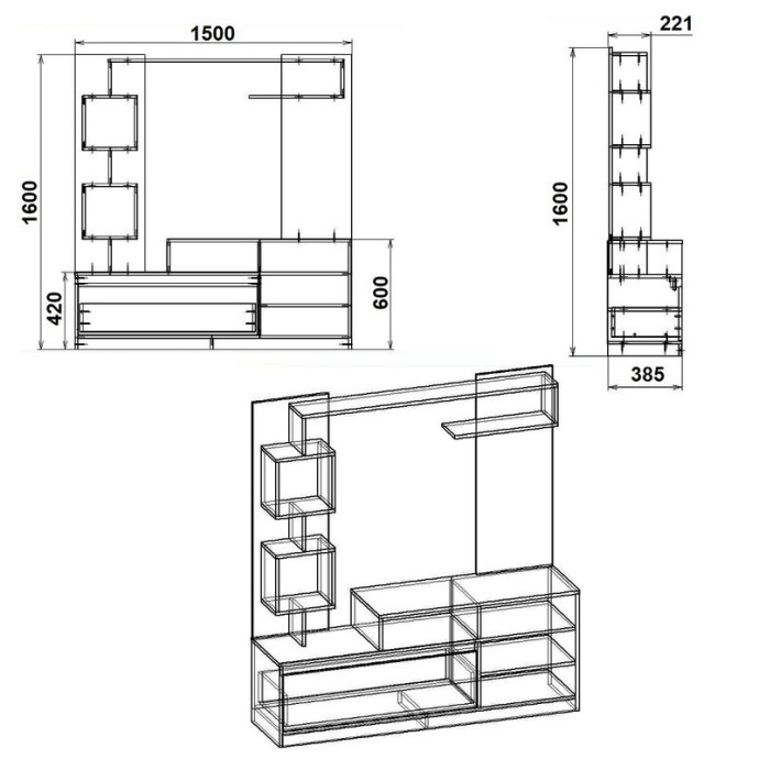 AIDEN ΣΥΝΘΕΤΟ ΣΑΛΟΝΙΟΥ 150X38.5X160ΕΚ SONOMA-ΛΕΥΚΟ 