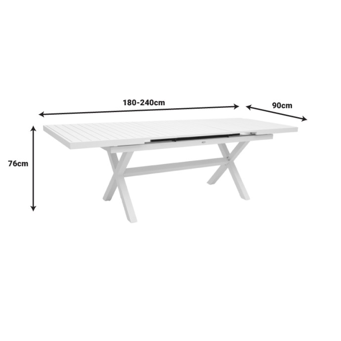 DAGYN ΤΡΑΠΕΖΙ ΕΠΕΚΤΕΙΝΟΜΕΝΟ 180-240X90X76ΕΚ ΛΕΥΚΟ ΑΛΟΥΜΙΝΙΟ 