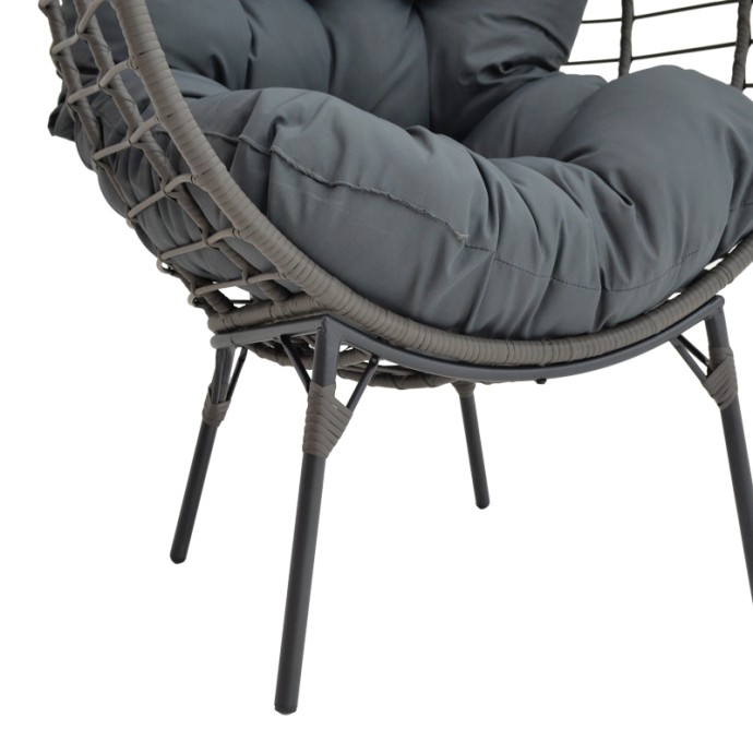 NESTIE ΠΟΛΥΘΡΟΝΑ 102X80X155ΕΚ WICKER RATTAN ΓΚΡΙ-ΜΕΤΑΛΛΙΚΟ ΓΚΡΙ ΠΟΔΙ-ΓΚΡΙ ΜΑΞΙΛΑΡΙ 