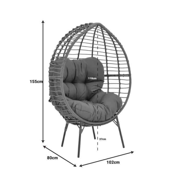 NESTIE ΠΟΛΥΘΡΟΝΑ 102X80X155ΕΚ WICKER RATTAN ΓΚΡΙ-ΜΕΤΑΛΛΙΚΟ ΓΚΡΙ ΠΟΔΙ-ΓΚΡΙ ΜΑΞΙΛΑΡΙ 
