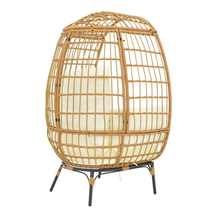 FROX ΠΟΛΥΘΡΟΝΑ 96X76X145ΕΚ WICKER RATTAN ΦΥΣΙΚΟ-ΜΕΤΑΛΛΙΚΟ ΦΥΣΙΚΟ-ΜΑΥΡΟ ΠΟΔΙ-ΜΠΕΖ ΜΑΞΙΛΑΡΙ 