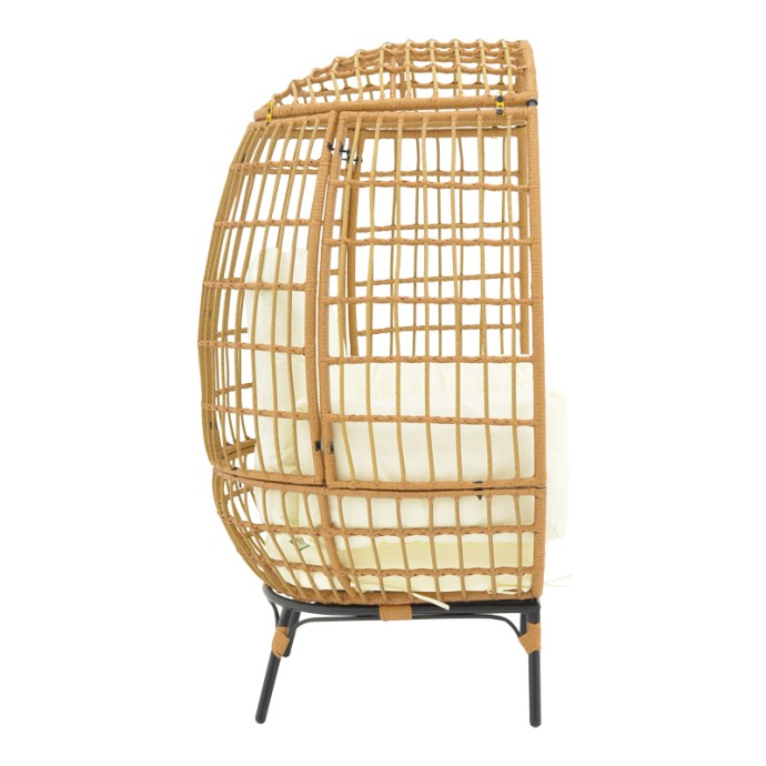 FROX ΠΟΛΥΘΡΟΝΑ 96X76X145ΕΚ WICKER RATTAN ΦΥΣΙΚΟ-ΜΕΤΑΛΛΙΚΟ ΦΥΣΙΚΟ-ΜΑΥΡΟ ΠΟΔΙ-ΜΠΕΖ ΜΑΞΙΛΑΡΙ 