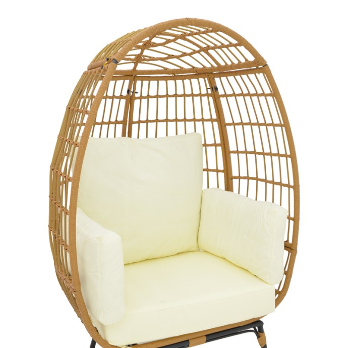 FROX ΠΟΛΥΘΡΟΝΑ 96X76X145ΕΚ WICKER RATTAN ΦΥΣΙΚΟ-ΜΕΤΑΛΛΙΚΟ ΦΥΣΙΚΟ-ΜΑΥΡΟ ΠΟΔΙ-ΜΠΕΖ ΜΑΞΙΛΑΡΙ 