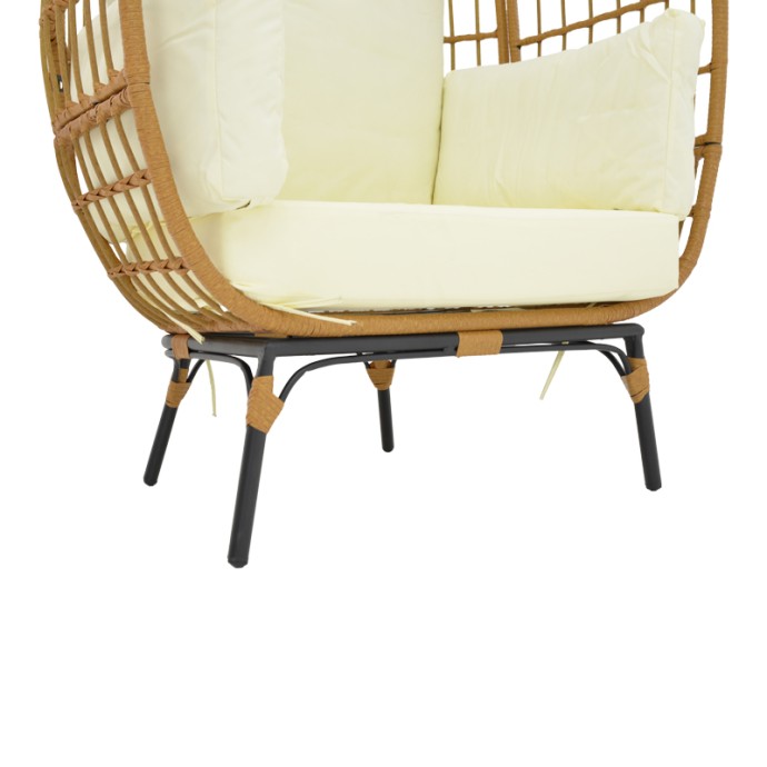 FROX ΠΟΛΥΘΡΟΝΑ 96X76X145ΕΚ WICKER RATTAN ΦΥΣΙΚΟ-ΜΕΤΑΛΛΙΚΟ ΦΥΣΙΚΟ-ΜΑΥΡΟ ΠΟΔΙ-ΜΠΕΖ ΜΑΞΙΛΑΡΙ 
