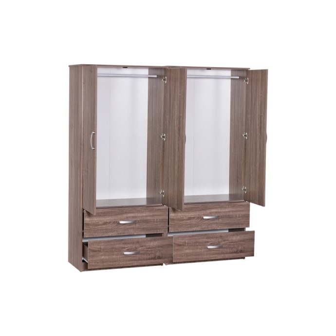 ZELIA Ι ΝΤΟΥΛΑΠΑ ΡΟΥΧΩΝ ΤΕΤΡΑΦΥΛΛΗ 158X42X180ΕΚ ΜΕ 4 ΣΥΡΤΑΡΙΑ ΧΡΩΜΑ ΚΑΡΥΔΙ 