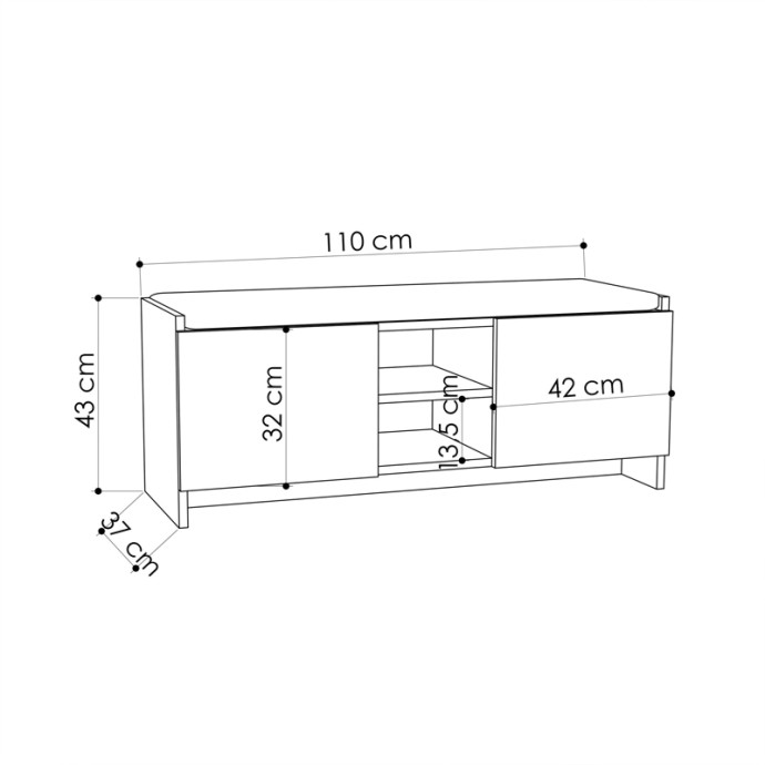 ZULLA ΕΠΙΠΛΟ ΕΙΣΟΔΟΥ ΣΚΑΜΠΟ-ΠΑΠΟΥΤΣΟΘΗΚΗ 110X37X43ΕΚ ΜΕΛΑΜΙΝΗ ΣΕ ΑΝΘΡΑΚΙ-OAK ΑΠΟΧΡΩΣΗ 