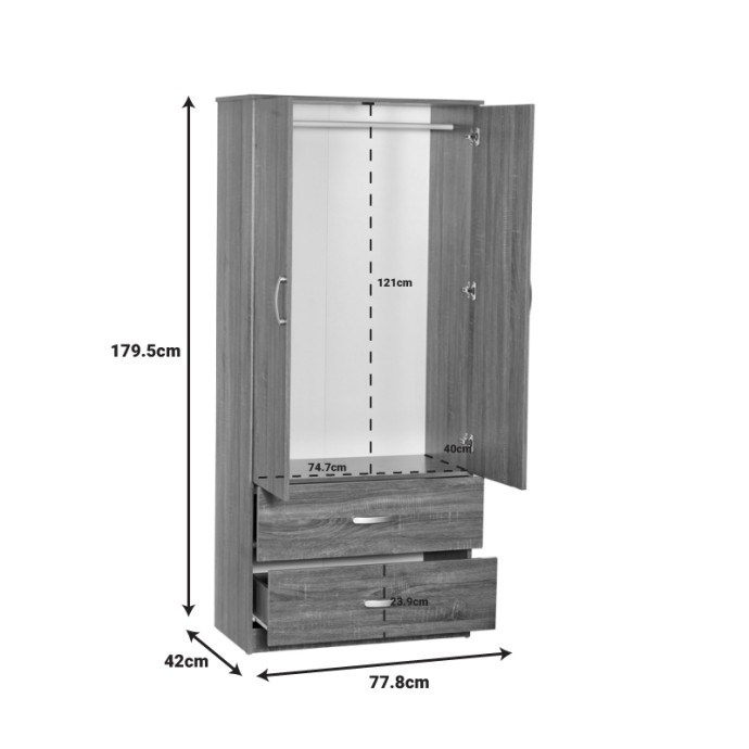 ZELIA ΝΤΟΥΛΑΠΑ ΡΟΥΧΩΝ ΔΙΦΥΛΛΗ 79X42X180ΕΚ ΜΕ 2 ΣΥΡΤΑΡΙΑ ΚΑΡΥΔΙ 