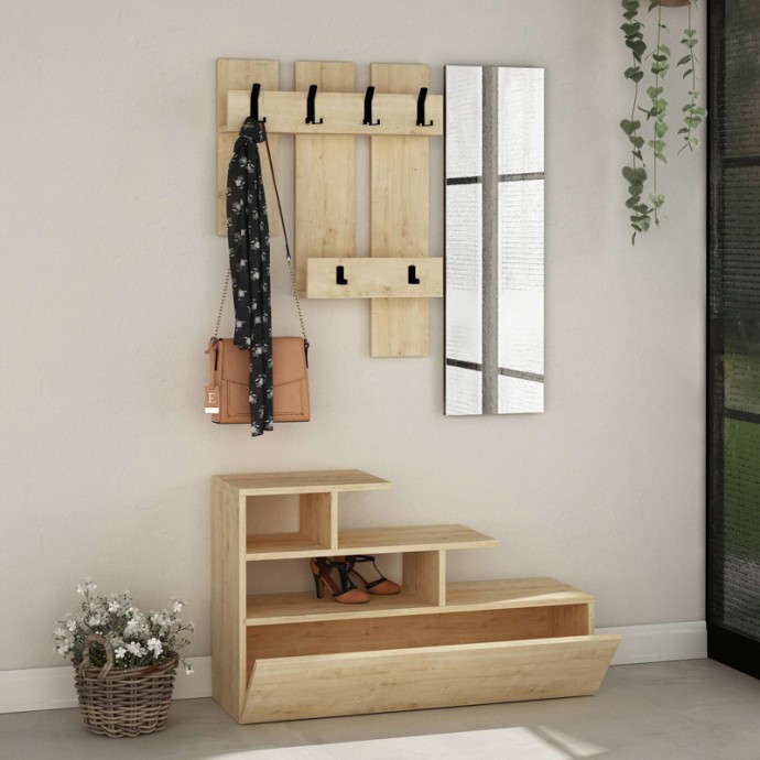VESTY ΕΠΙΠΛΟ ΕΙΣΟΔΟΥ 100X30X61ΕΚ ΜΕΛΑΜΙΝΗ ΣΕ ΦΥΣΙΚΗ ΑΠΟΧΡΩΣΗ 