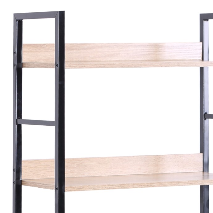 ELBO ΒΙΒΛΙΟΘΗΚΗ 60X28X126cm ΦΥΣΙΚΟ-ΜΑΥΡΟ ΜΕΤΑΛΛΟ 