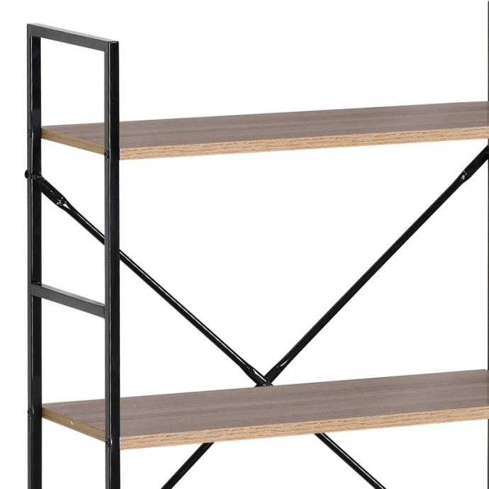 MANLO ΒΙΒΛΙΟΘΗΚΗ-ΡΑΦΙΕΡΑ 58.6X23.5X80cm ΦΥΣΙΚΟ-ΜΑΥΡΟ ΜΕΤΑΛΛΟ 