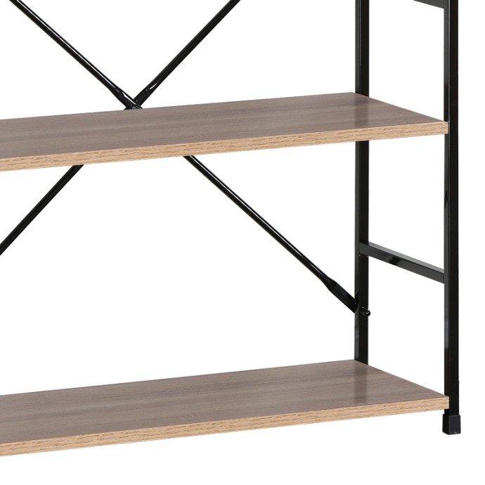 MANLO ΒΙΒΛΙΟΘΗΚΗ-ΡΑΦΙΕΡΑ 58.6X23.5X80cm ΦΥΣΙΚΟ-ΜΑΥΡΟ ΜΕΤΑΛΛΟ 
