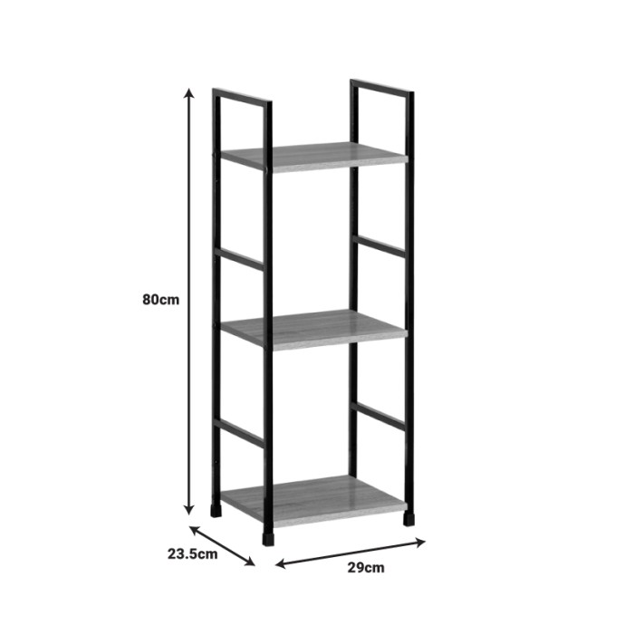 BITOK ΒΙΒΛΙΟΘΗΚΗ-ΡΑΦΙΕΡΑ 29X23.5X80ΕΚ ΦΥΣΙΚΟ-ΜΑΥΡΟ ΜΕΤΑΛΛΟ 