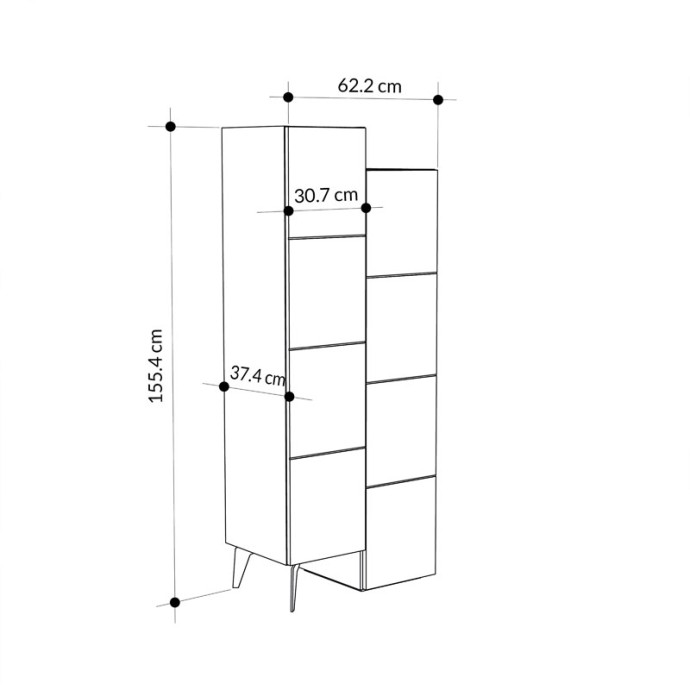 ROMANE ΝΤΟΥΛΑΠΙ-ΣΤΗΛΗ 62.2X37.4X155.4ΕΚ ΜΟΚΑ 