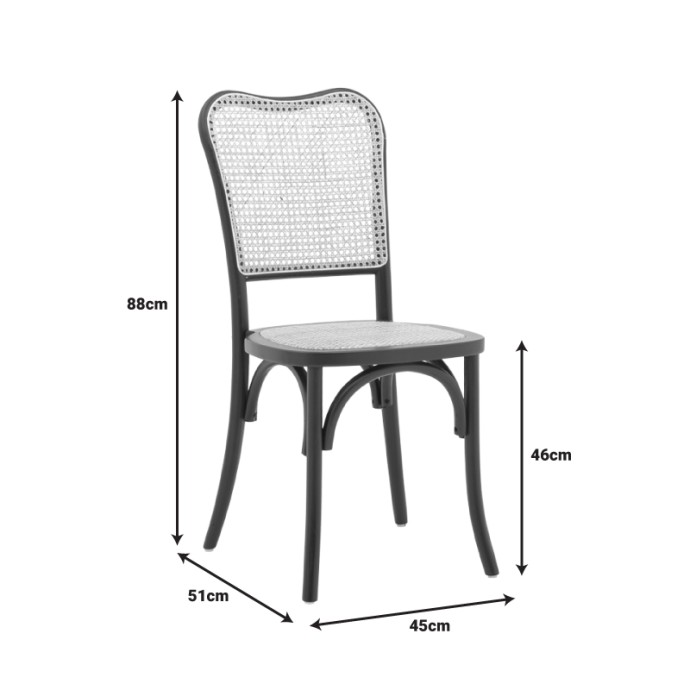 ZOZELE ΚΑΡΕΚΛΑ 45X51X88ΕΚ ΦΥΣΙΚΟ RATTAN PE-ΜΑΥΡΟ TOON WOOD 