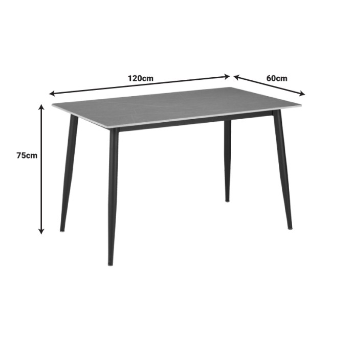 GUSTAS-BELLA A ΤΡΑΠΕΖΑΡΙΑ ΣΕΤ 5ΤΜΧ ΓΚΡΙ ΜΑΡΜΑΡΟΥ SINTERED STONE-ΜΑΥΡΟ ΜΕΤΑΛΛΟ 120X60X75ΕΚ