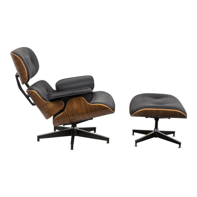JENNA ΠΟΛΥΘΡΟΝΑ-ΥΠΟΠΟΔΙΟ RELAX 82X92X82ΕΚ ΜΑΥΡΟ PU- PLYWOOD ΚΑΡΥΔΙ-ΒΑΣΗ ΧΡΩΜΙΟΥ 