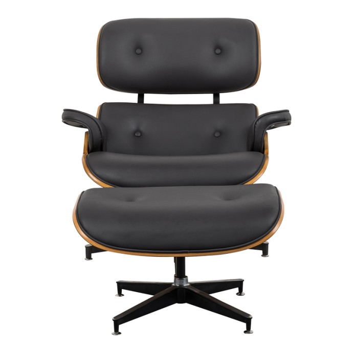 JENNA ΠΟΛΥΘΡΟΝΑ-ΥΠΟΠΟΔΙΟ RELAX 82X92X82ΕΚ ΜΑΥΡΟ PU- PLYWOOD ΚΑΡΥΔΙ-ΒΑΣΗ ΧΡΩΜΙΟΥ 