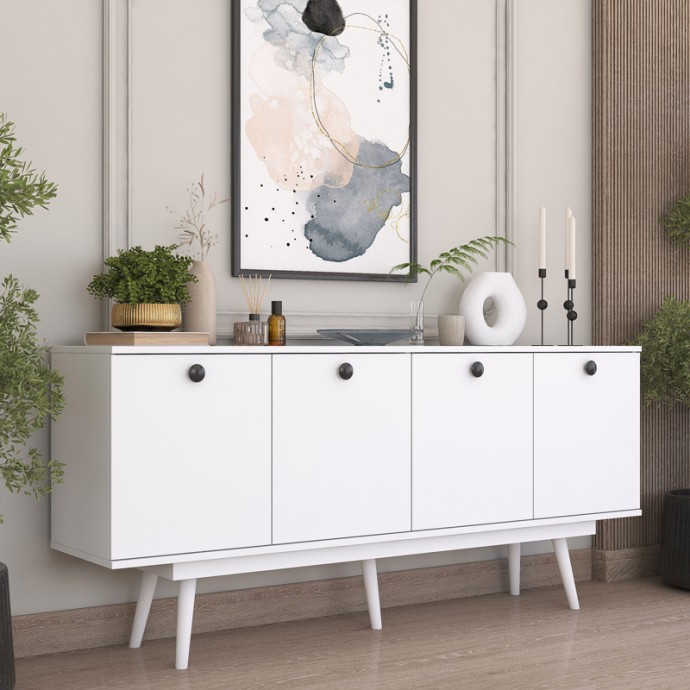 SALONDE ΜΠΟΥΦΕΣ ΛΕΥΚΟ ΜΕΛΑΜΙΝΗΣ-ΛΕΥΚΟ PP ΠΟΔΙ 180X40X82.6ΕΚ