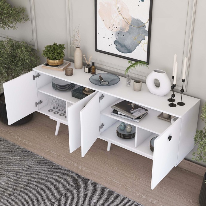 SALONDE ΜΠΟΥΦΕΣ ΛΕΥΚΟ ΜΕΛΑΜΙΝΗΣ-ΛΕΥΚΟ PP ΠΟΔΙ 180X40X82.6ΕΚ