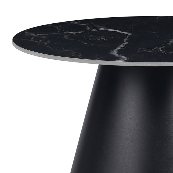 FABRIN ΒΟΗΘΗΤΙΚΟ ΤΡΑΠΕΖΙ ΜΑΥΡΟ ΜΑΡΜΑΡΟΥ SINTERED STONE-ΜΑΥΡΟ ΜΕΤΑΛΛΟ Φ70X40ΕΚ