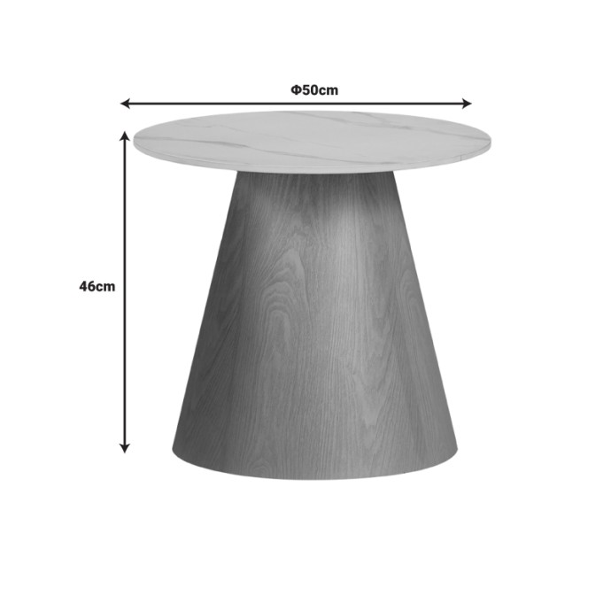 SOLEIRE ΒΟΗΘΗΤΙΚΟ ΤΡΑΠΕΖΙ ΛΕΥΚΟ ΜΑΡΜΑΡΟΥ SINTERED STONE Φ50X46ΕΚ