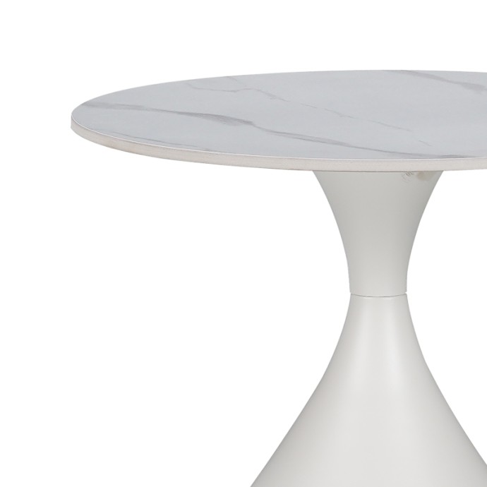 KIRKENE ΒΟΗΘΗΤΙΚΟ ΤΡΑΠΕΖΙ SINTERED STONE ΣΕ ΑΠΟΧΡΩΣΗ ΛΕΥΚΟ ΜΑΡΜΑΡΟΥ ΜΕ ΛΕΥΚΟ ΜΕΤΑΛΛΟ Φ50X50ΕΚ