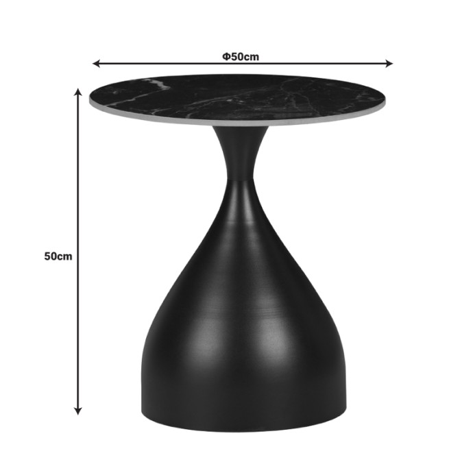 KIRKENE ΒΟΗΘΗΤΙΚΟ ΤΡΑΠΕΖΙ SINTERED STONE ΣΕ ΑΠΟΧΡΩΣΗ ΛΕΥΚΟ ΜΑΡΜΑΡΟΥ ΜΕ ΛΕΥΚΟ ΜΕΤΑΛΛΟ Φ50X50ΕΚ