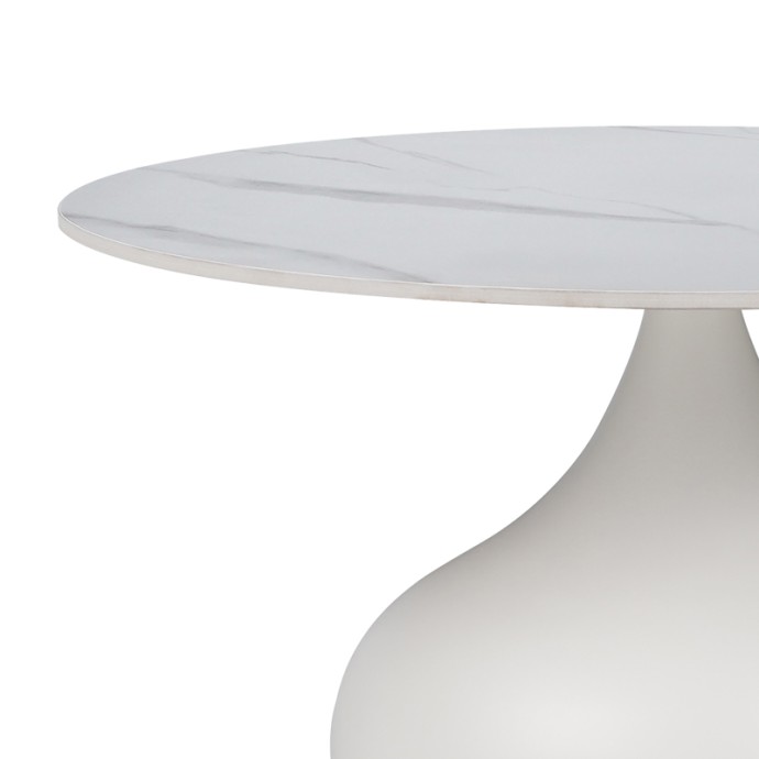 KIRKENE ΒΟΗΘΗΤΙΚΟ ΤΡΑΠΕΖΙ SINTERED STONE ΣΕ ΑΠΟΧΡΩΣΗ ΛΕΥΚΟ ΜΑΡΜΑΡΟΥ ΜΕ ΛΕΥΚΟ ΜΕΤΑΛΛΟ Φ70X40ΕΚ