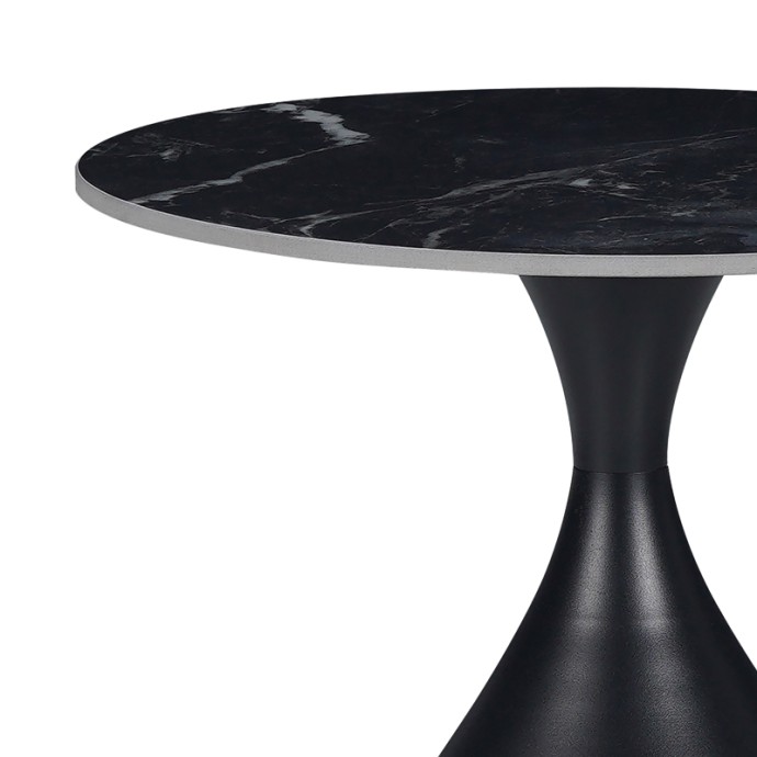 KIRKENE ΒΟΗΘΗΤΙΚΟ ΤΡΑΠΕΖΙ SINTERED STONE ΣΕ ΑΠΟΧΡΩΣΗ ΜΑΥΡΟ ΜΑΡΜΑΡΟΥ ΜΕ ΜΑΥΡΟ ΜΕΤΑΛΛΟ Φ50X50ΕΚ